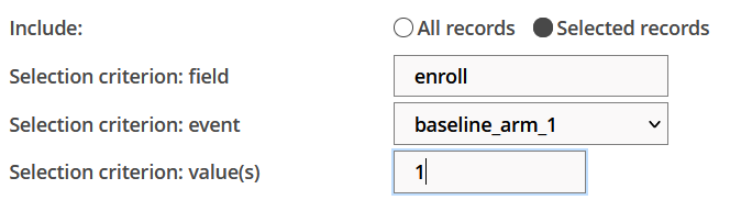 Selection criterion settings Selection criterion settings